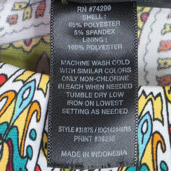 Womens Enfocus Multicolor Paisley Ruched Sleeveless Dress Polyester Stretch 6 - Picture 4 of 8